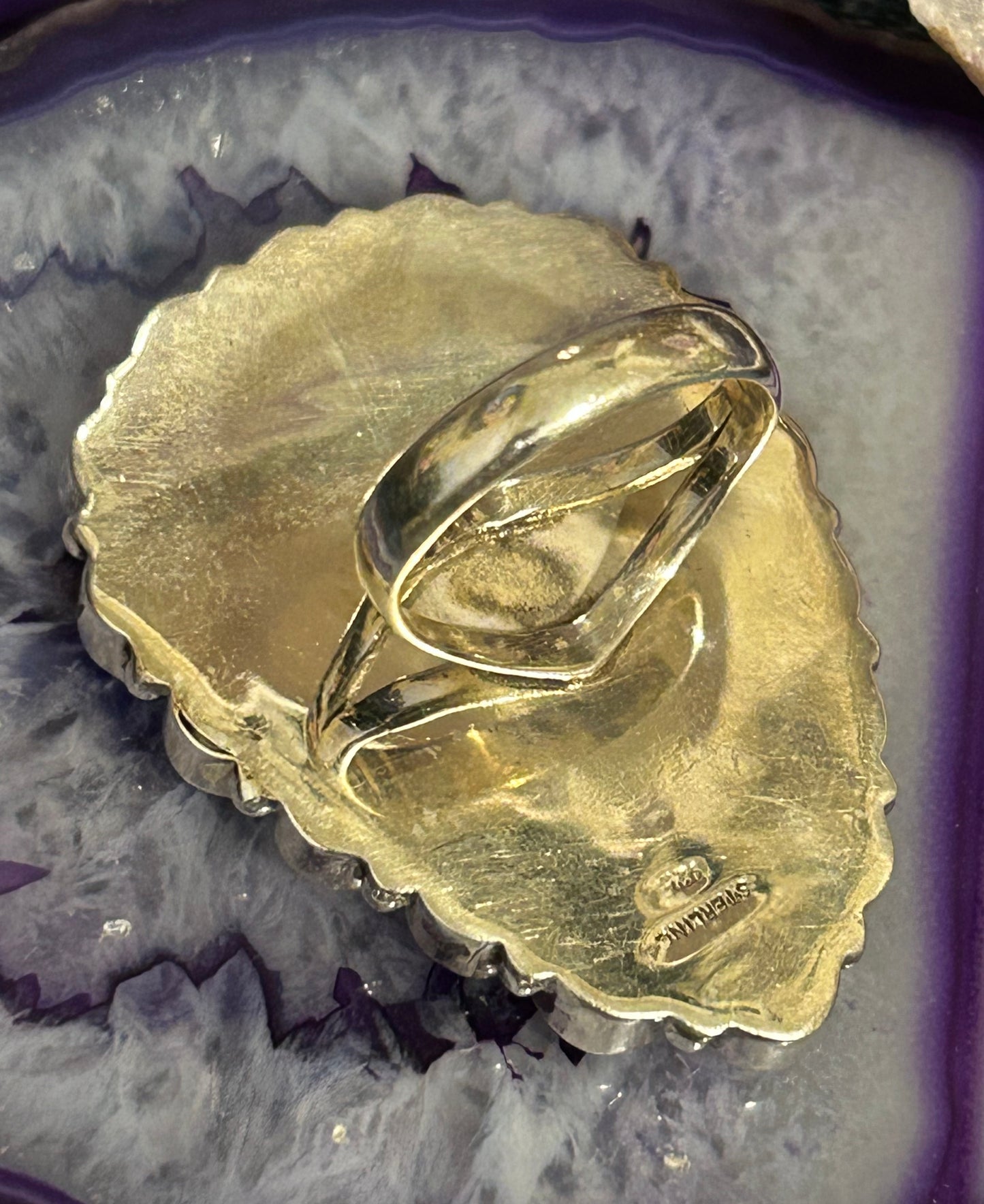 Sterling Silver Turquoise & Amethyst Multi Stone Statement Ring Size 9