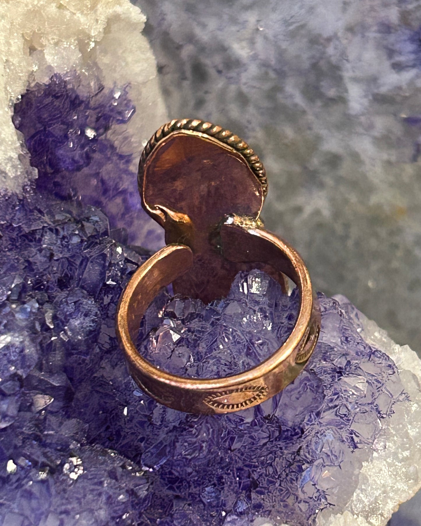 Copper & Number 8 Mine Turquoise Adjustable Ring