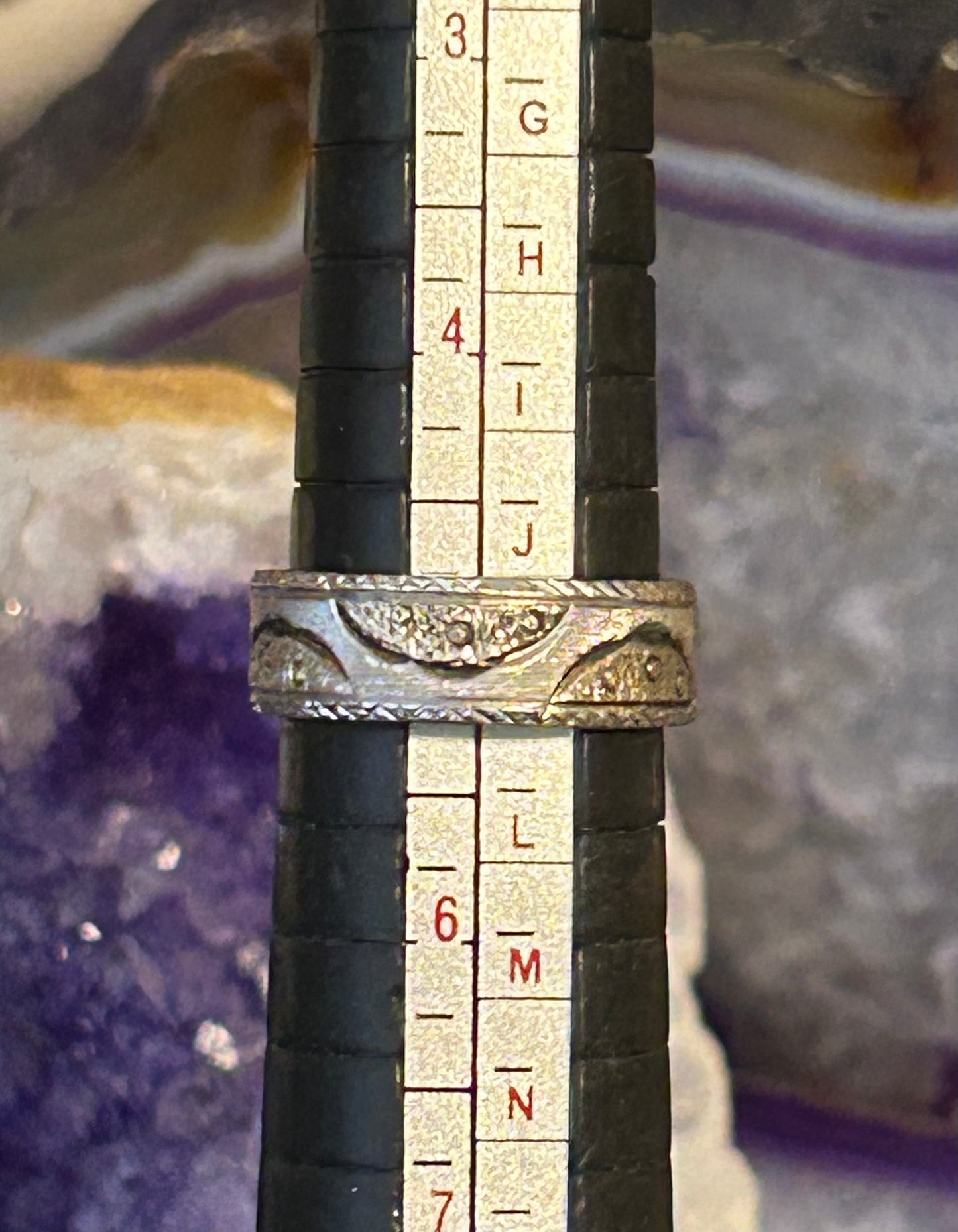 Vintage Sterling Silver Abstract Design Textured 2-tone Ring • Size 5