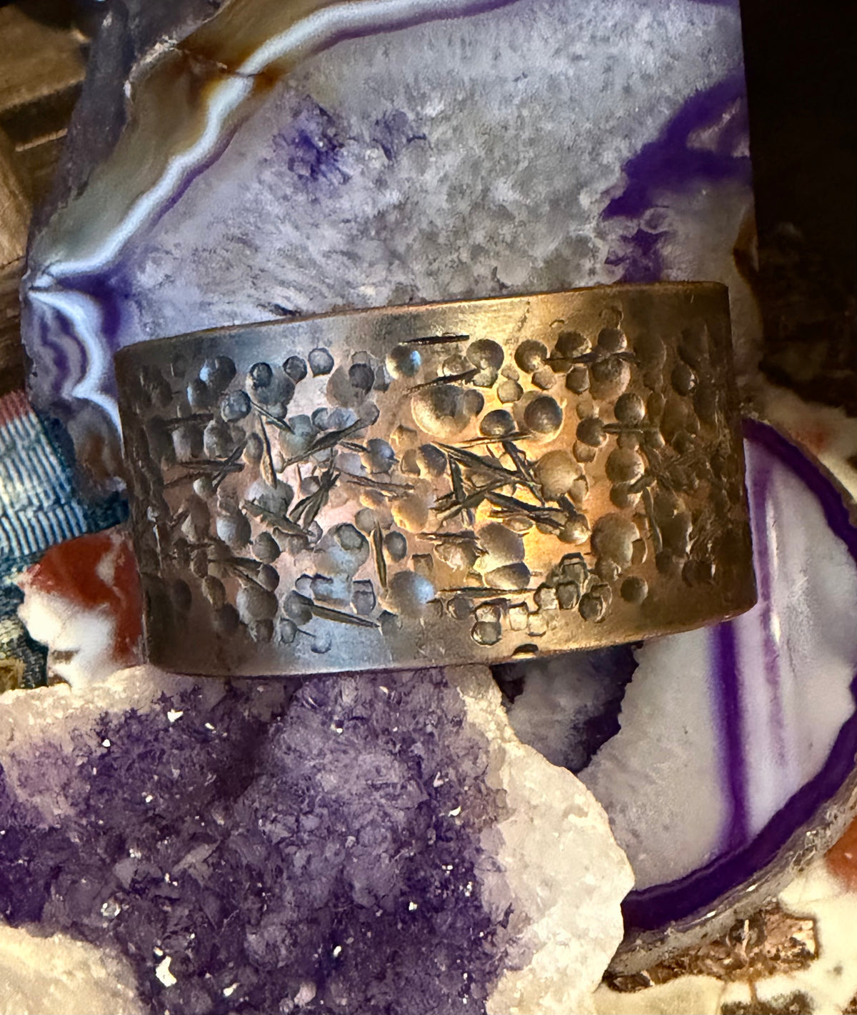 Handmade Brutalist Hammered Pure Copper Oxidized Cuff Bracelet by Mark