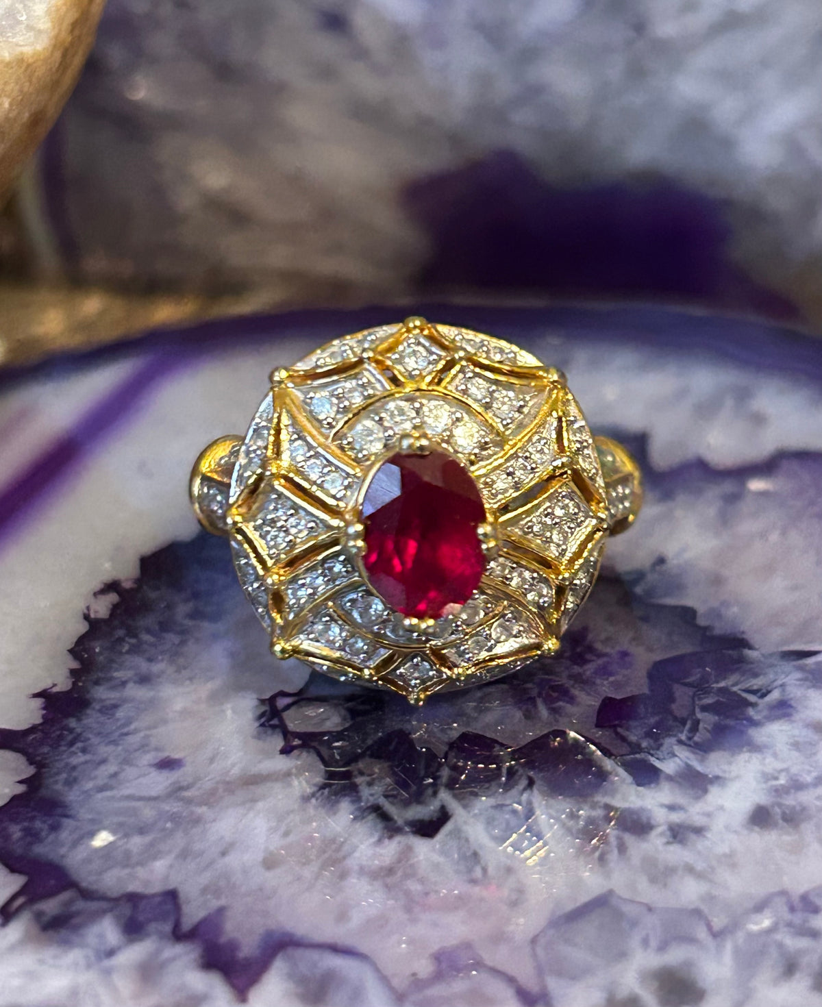 Vintage Gold Over Sterling Silver Ruby Ring Size 7
