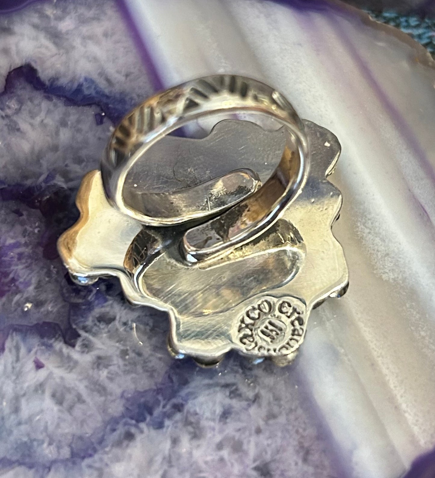 Taxco Mexico 950 Silver Hummingbird And Flowers Adjustable Ring