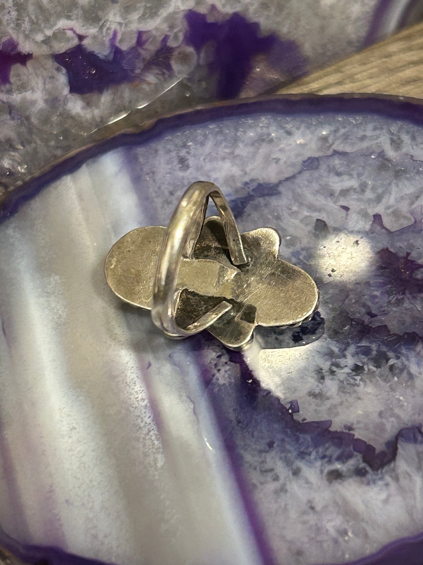 Sterling Silver Native Made Turquoise And Coral Ring Size 5