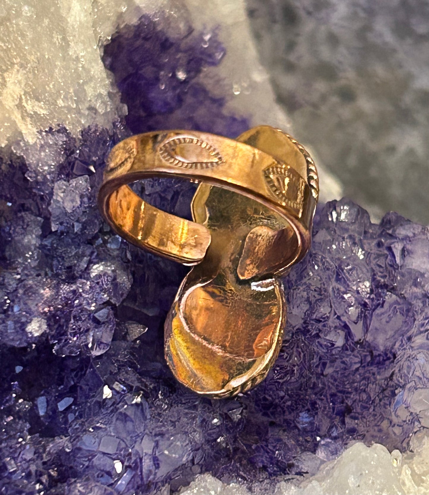Copper & Number 8 Mine Turquoise Adjustable Ring