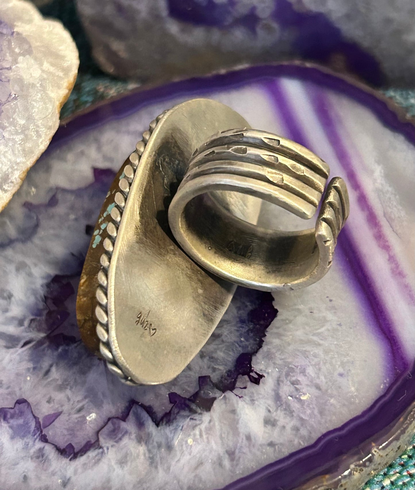 GUZ LOVE NO.91 • Huge Number8 Mine Turquoise & Sterling Silver Ring • Size 7-8
