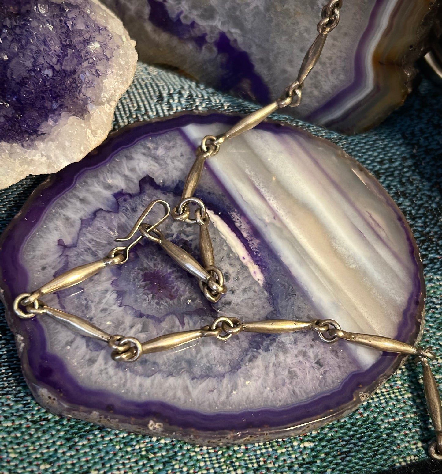Vintage Sterling Silver 925 Mexico Unique Multi Gemstone Necklace