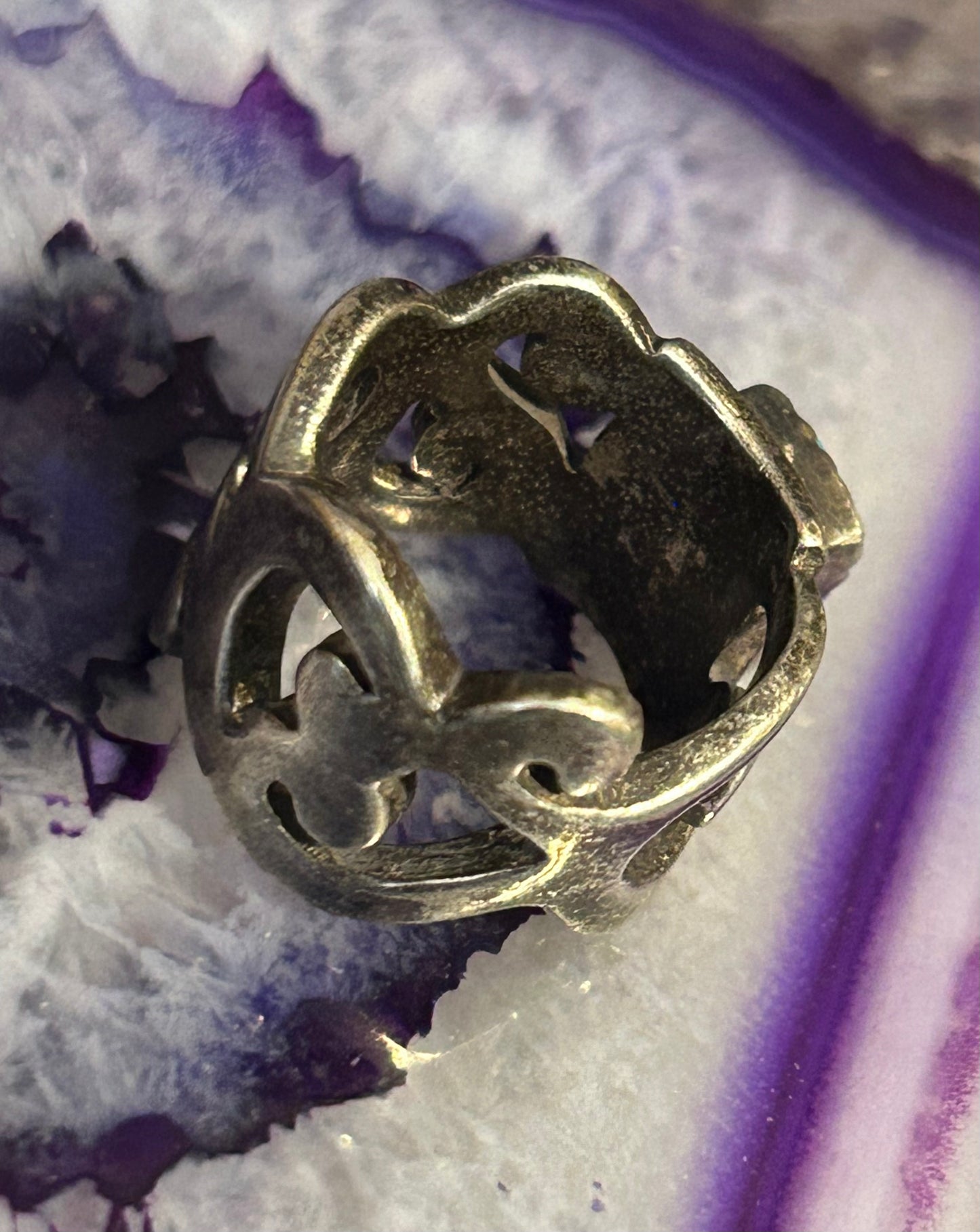 Sterling Silver Vintage Handmade Casted Square Turquoise Ring Size 5