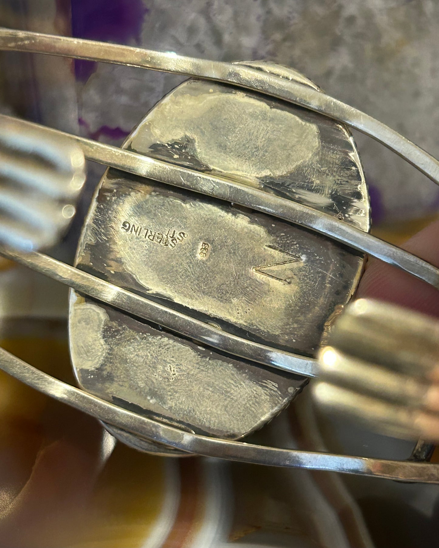 Sterling Silver 3D Horn Abstract Shape Natural Turquoise Cuff Bracelet