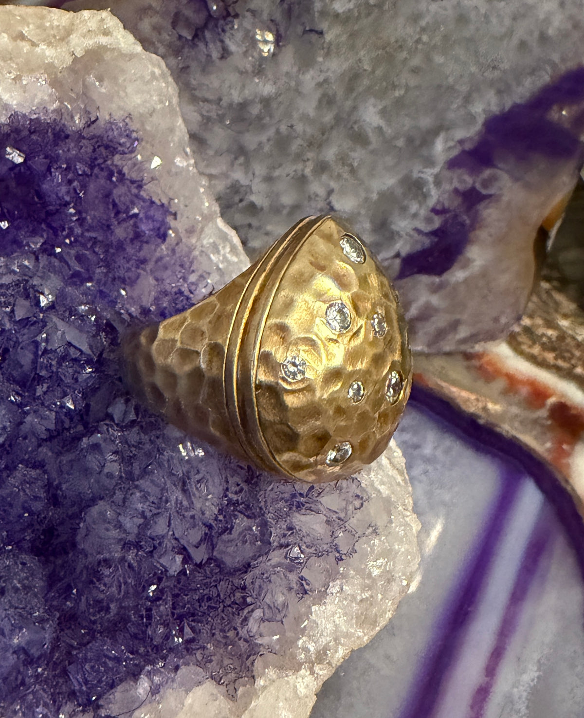 Vintage Gold Over Sterling Silver Touches Of Sparkle Modernist Ring Size 7