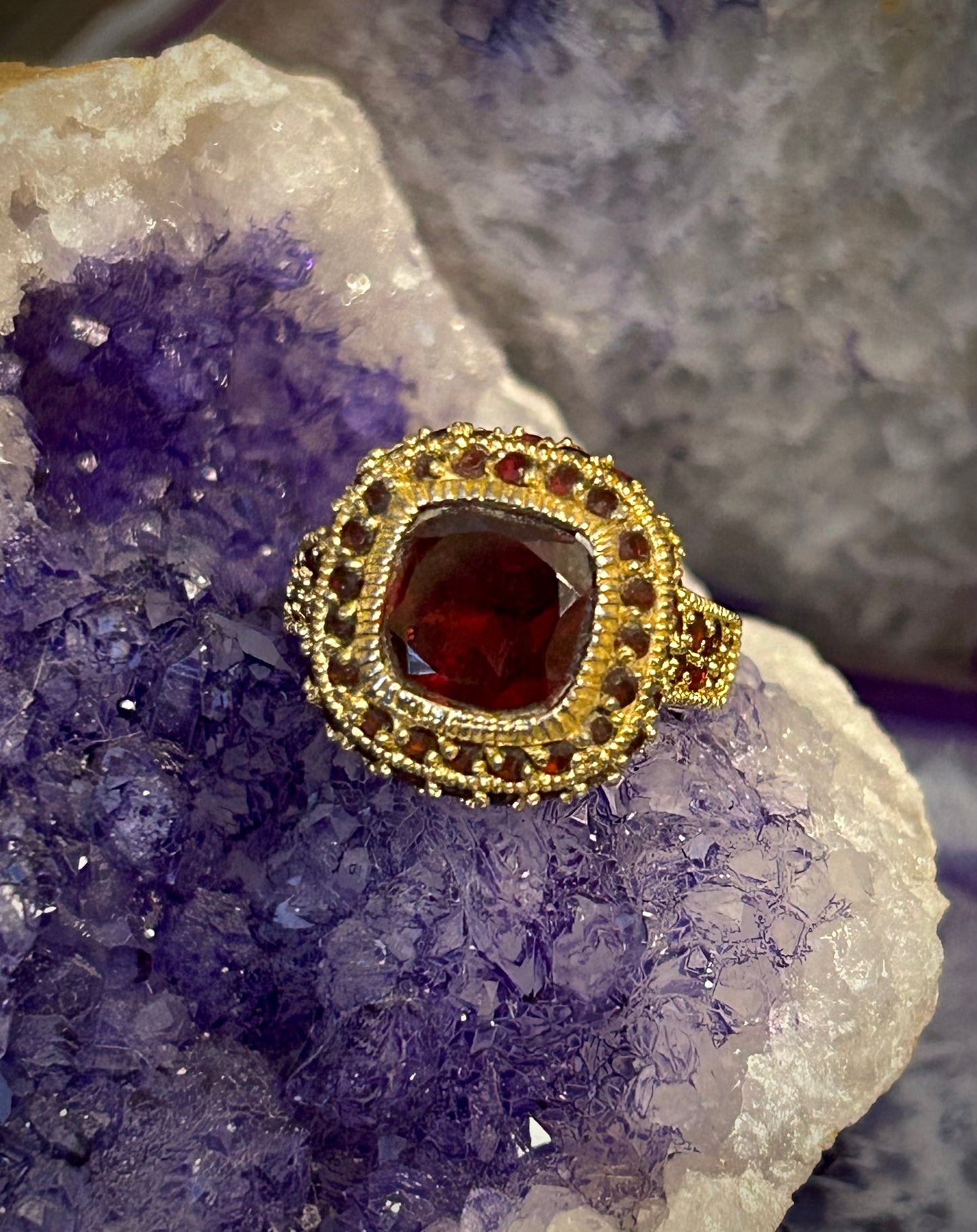 Vintage Gold Vermeil Over Sterling Silver Byzantine Style Ring • Size 8