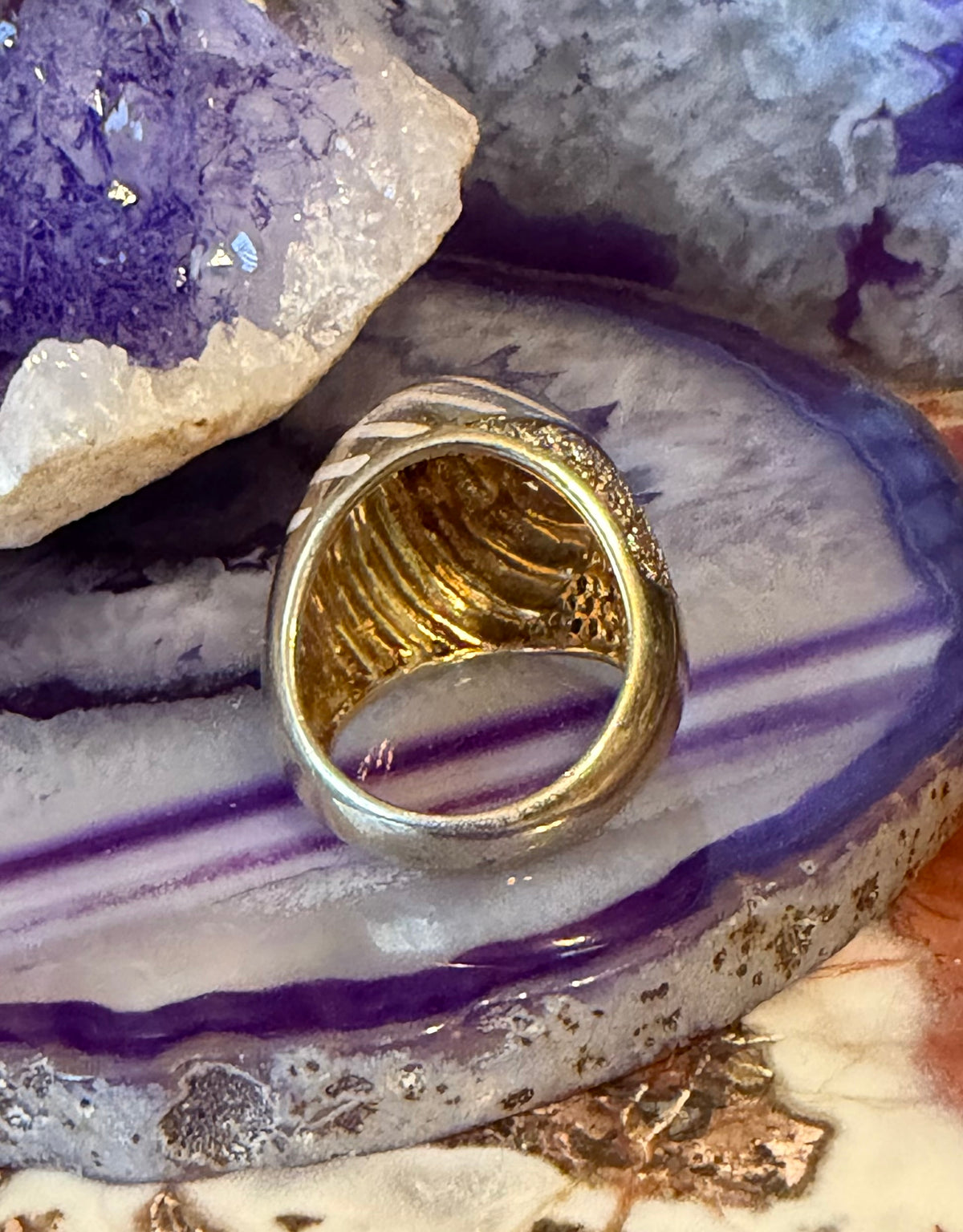 Vintage Estate Gold Over Sterling Silver Abstract Ring • Size 5