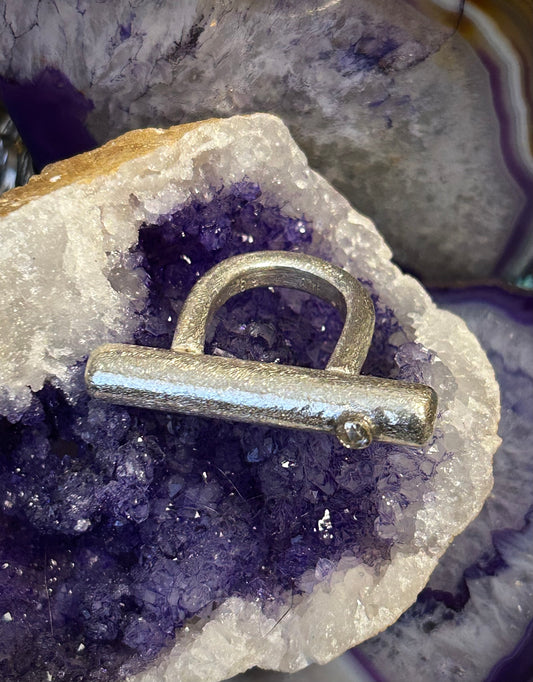 GUZ LOVE NO.83 • Sterling Silver Abstract Modernist  White Topaz Ring • Sz 8