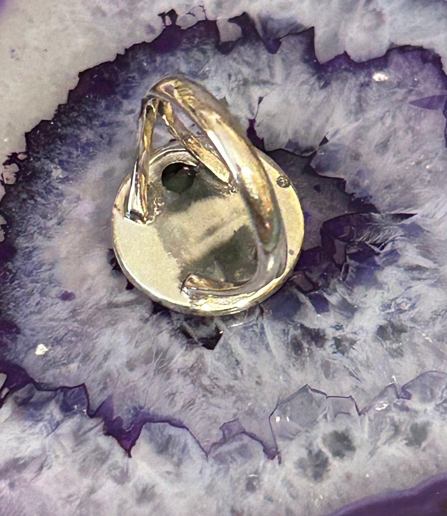 Sterling Silver And Labradorite Celestial Moon Face Ring Size 7
