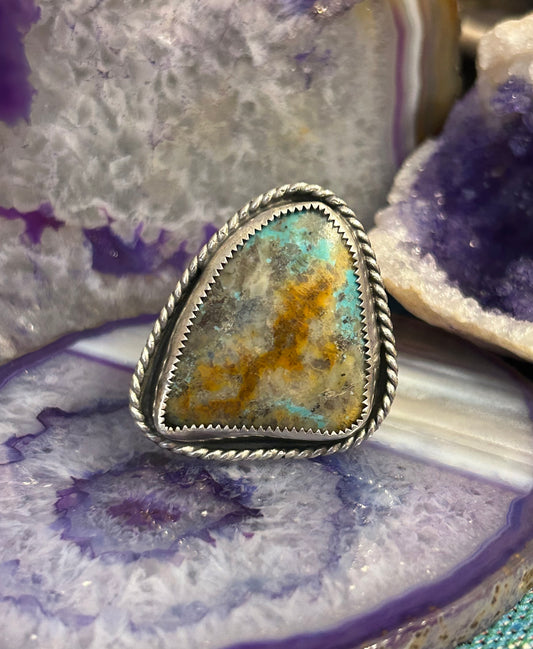 GUZ LOVE NO.78 • Sterling Silver Large Turquoise Adjustable Ring