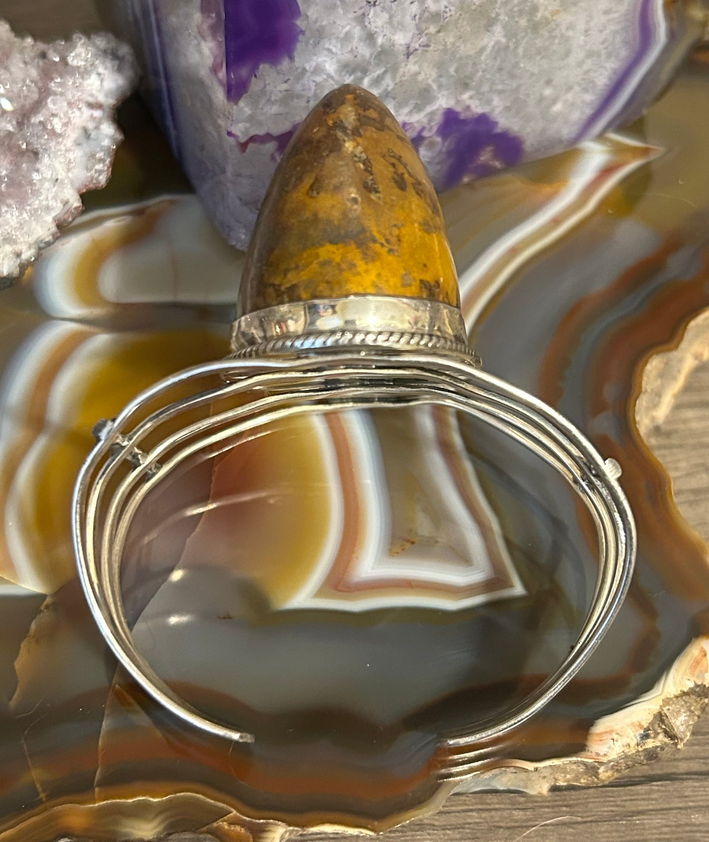 Sterling Silver 3D Horn Abstract Shape Natural Turquoise Cuff Bracelet