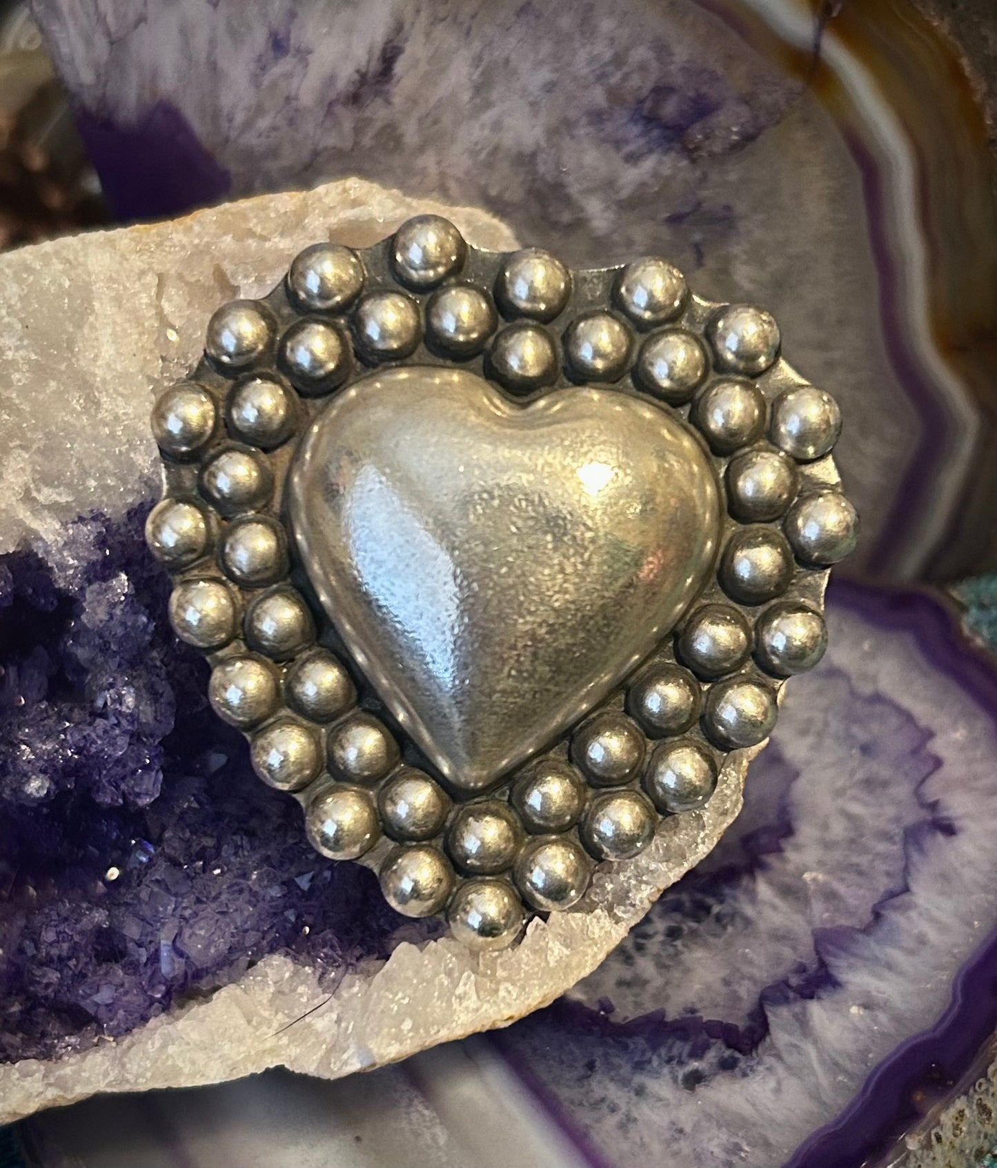 GuzFurbished Sterling Silver Statement Heart Ring • Adjustable