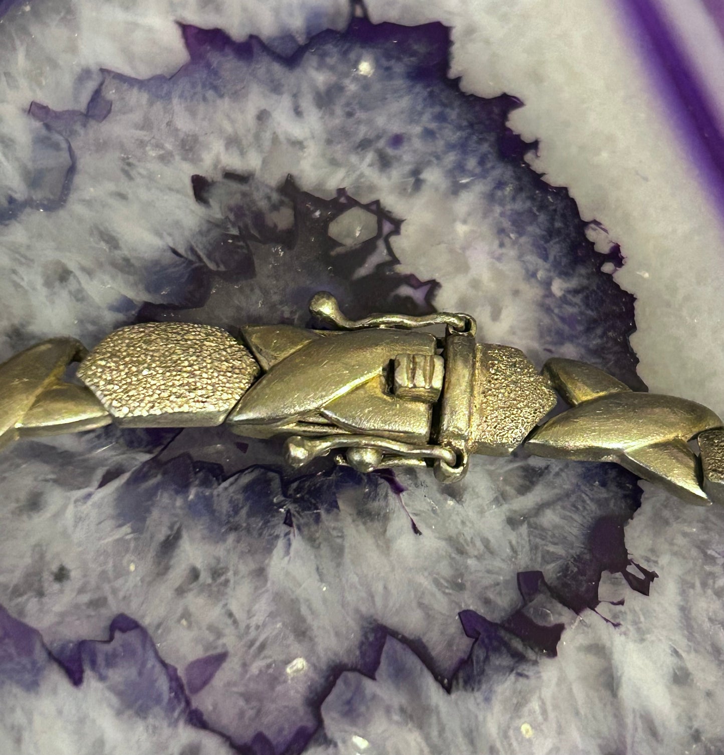Vintage 925 Sterling Silver XOXO Hexogon Link Bracelet