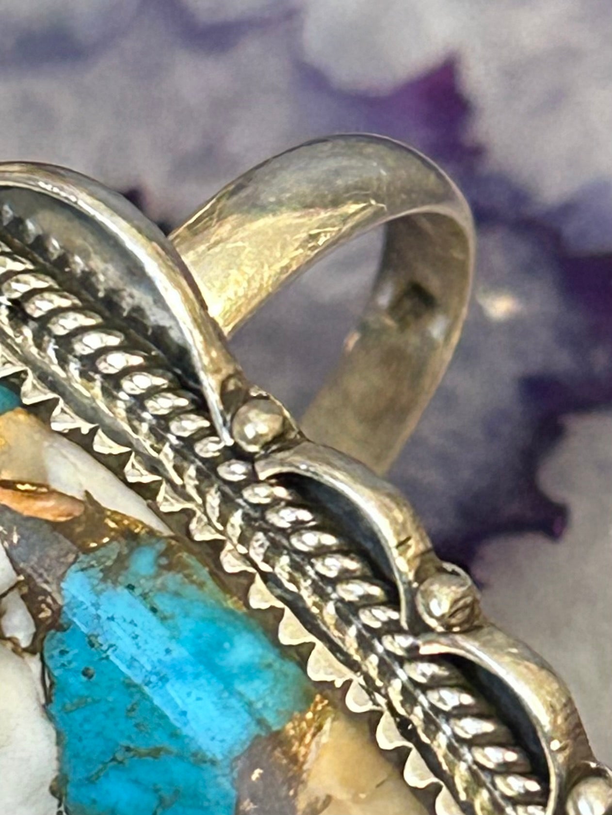 Sterling Silver Spiny Oyster Turquoise Statement Ring Size 7