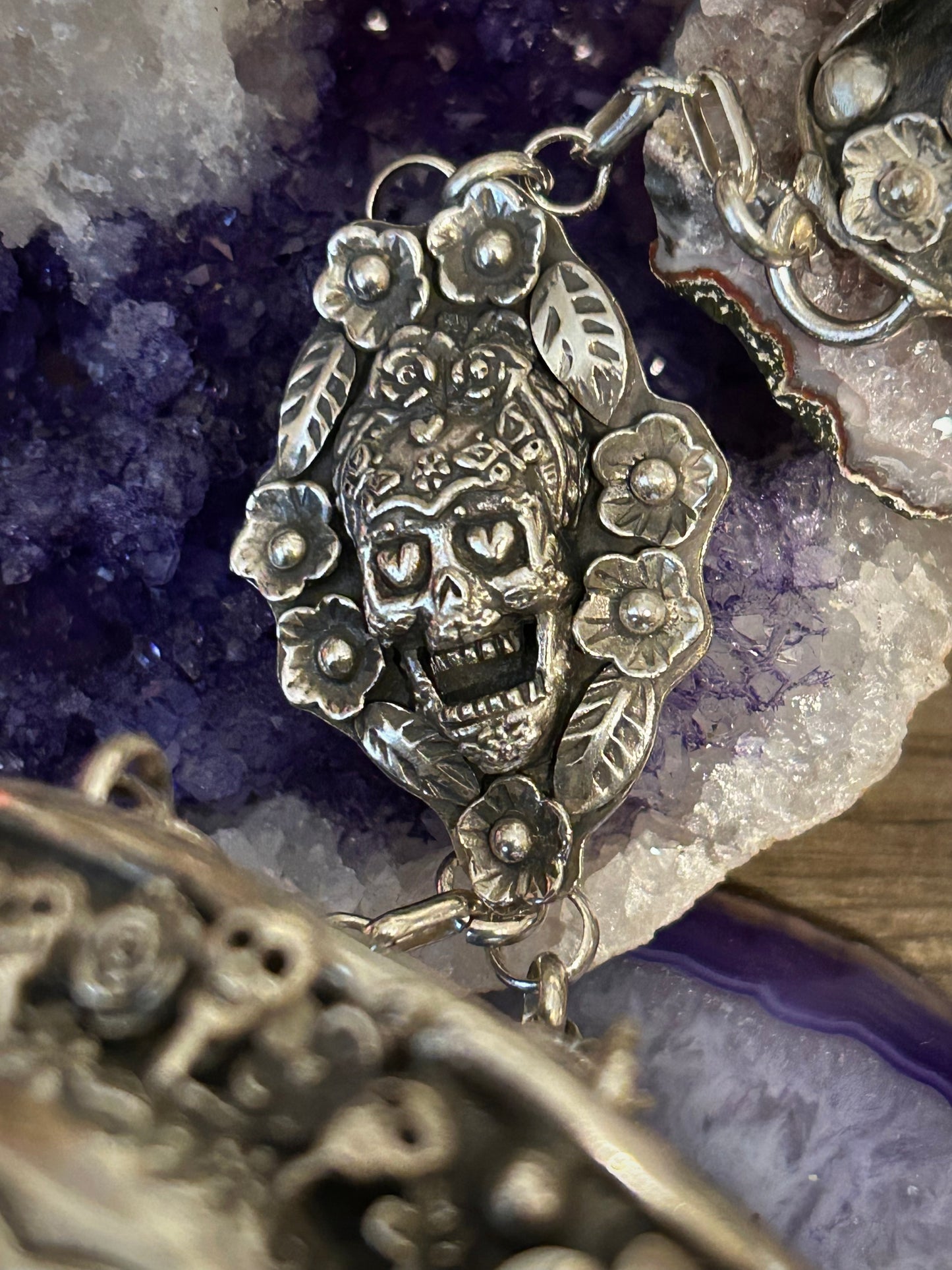 GuzFurbished x Taxco Sterling Silver Day of the Dead Hand-harness Bracelet Set
