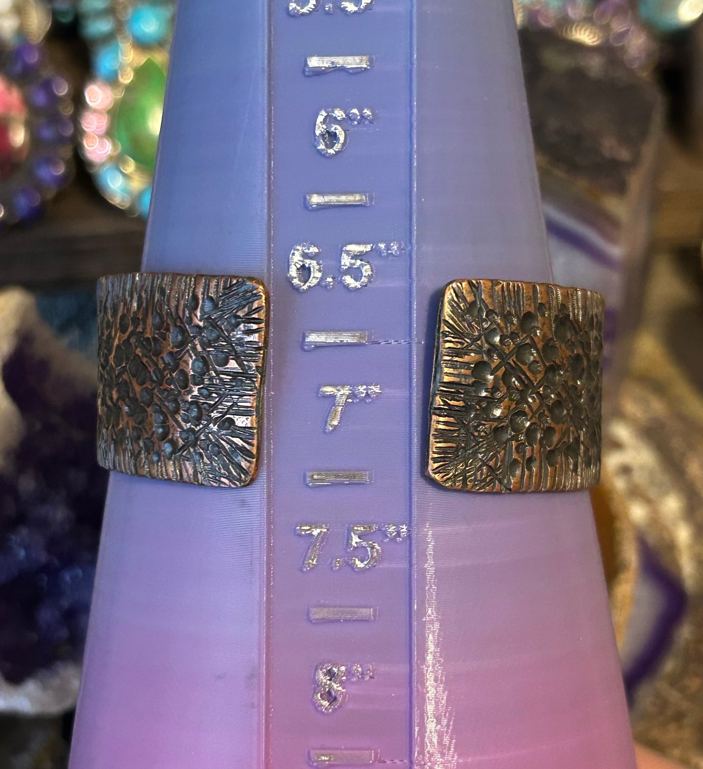 Handmade Brutalist Copper Oxidized Cuff Bracelet by Mark