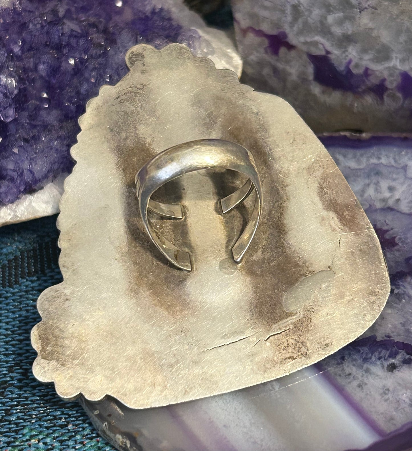 Vintage Sterling Silver Massive Turquoise Statement Ring Size 8.5