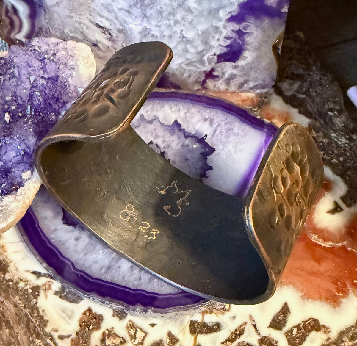 Handmade Brutalist Hammered Pure Copper Oxidized Cuff Bracelet by Mark