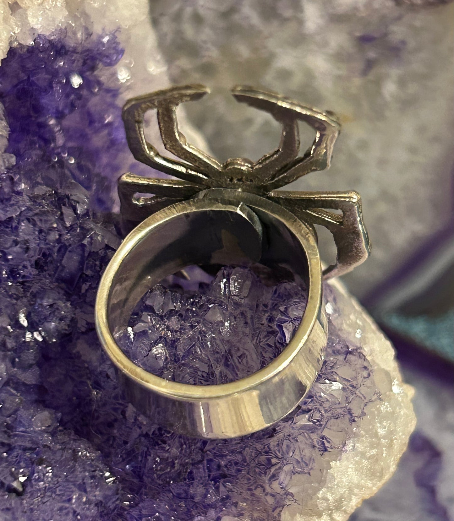 Sterling Silver Taxco Mexico Spider Ring With Roysten Turquoise Adjustable