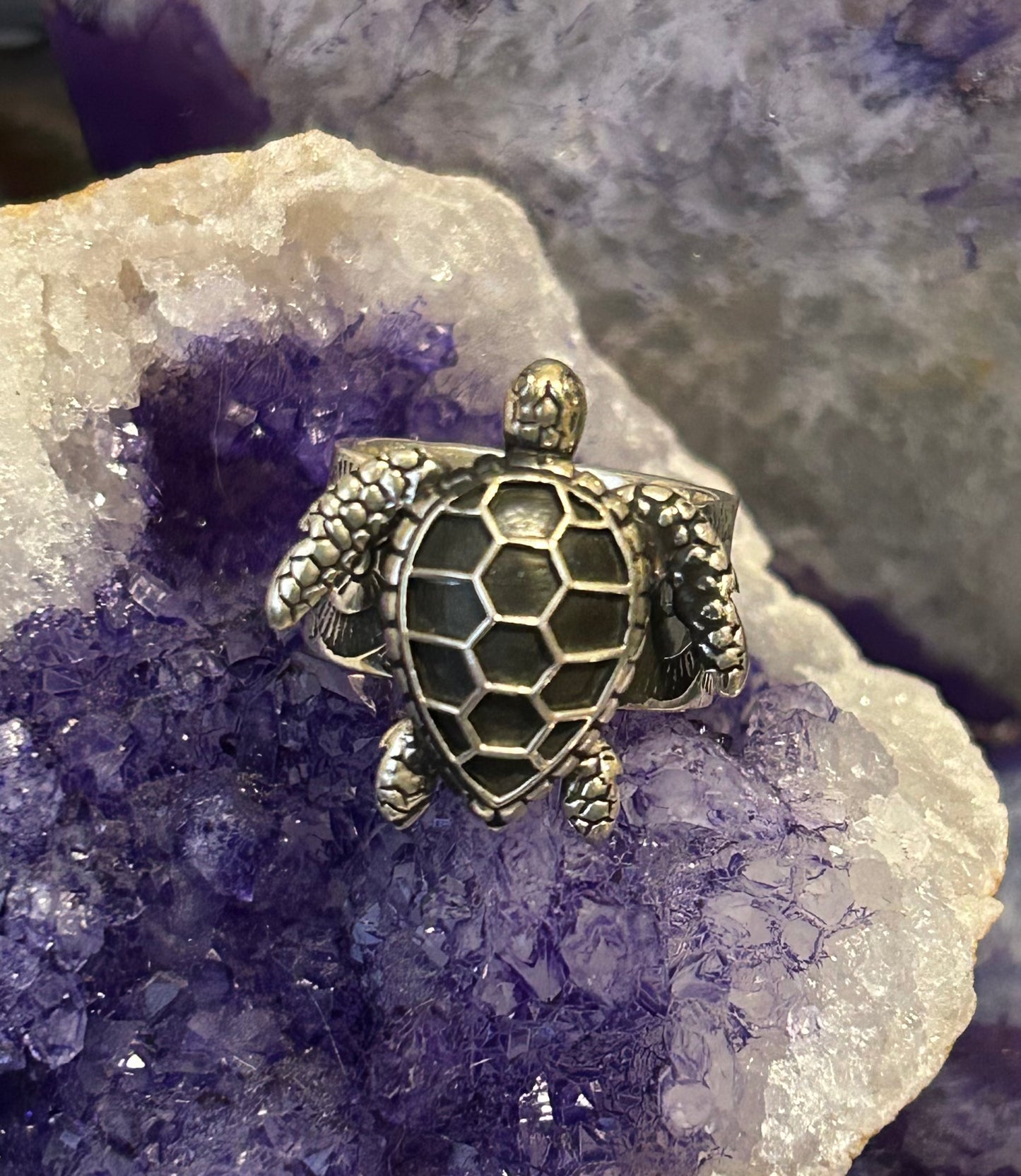 Sterling Silver Taxco Mexico Sea Turtle Ring Adjustable 8-10
