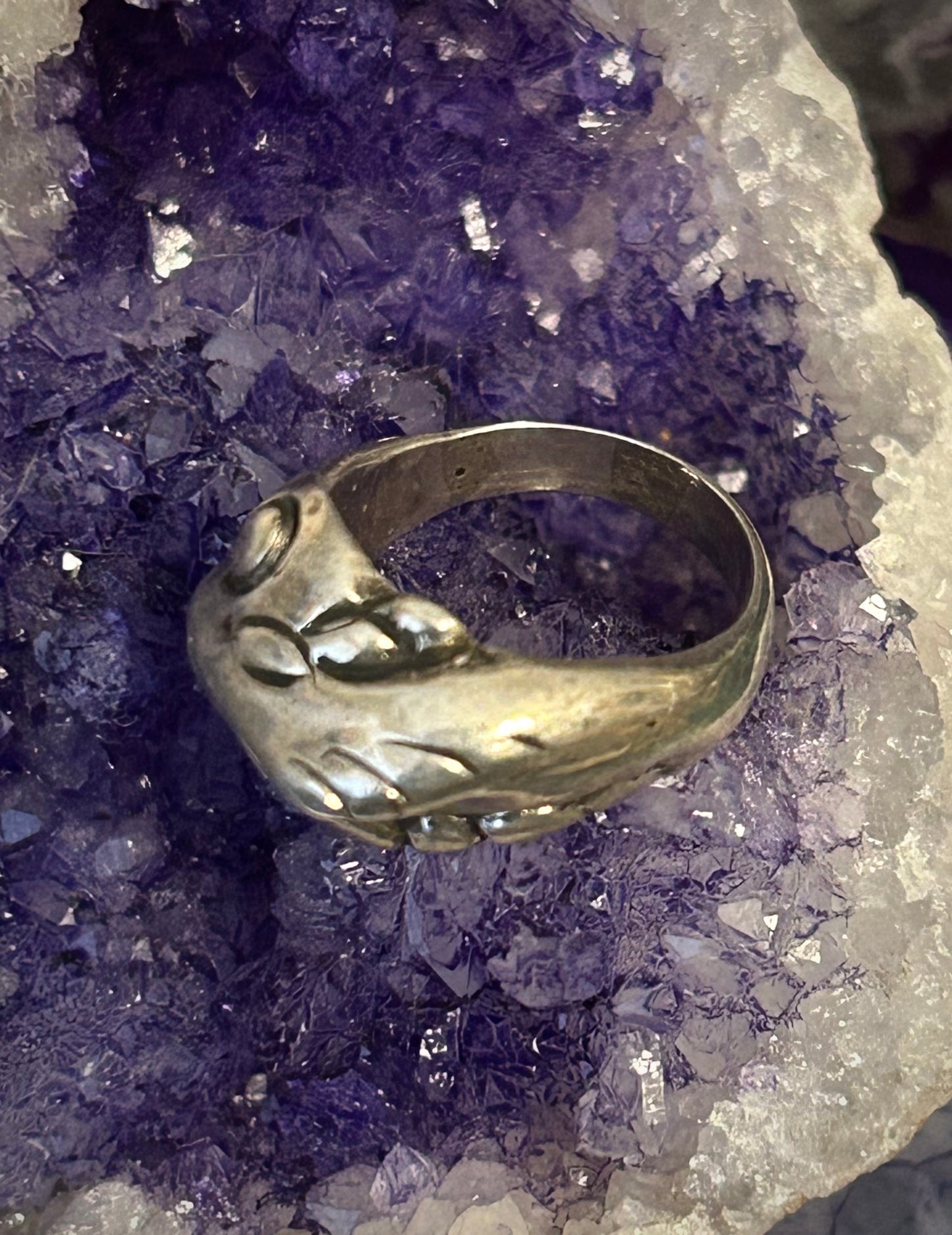 Vintage Sterling Silver Abstract Modernist Ring Size 6