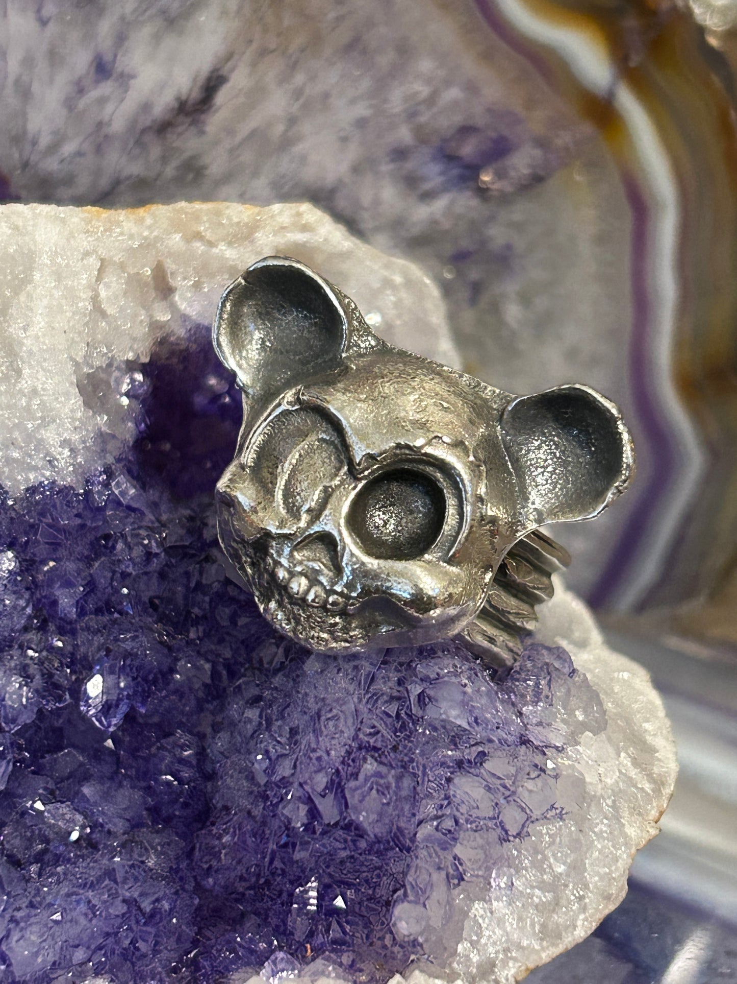 *Made to Order* GUZ LOVE Handmade Sterling Silver Skull Mouse Ring