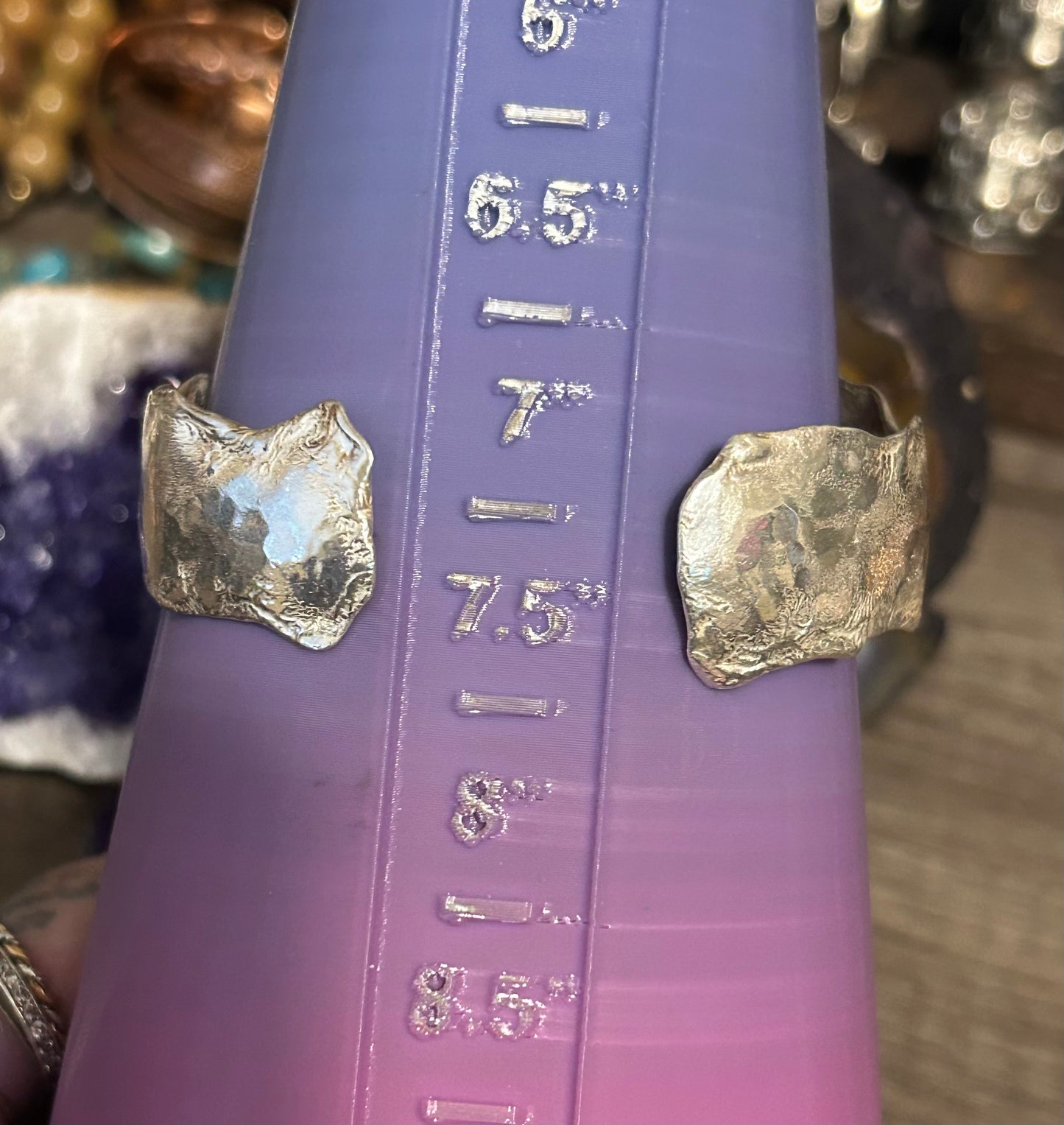 Sterling Silver & Mosaic Amber Huge Statement Cuff Bracelet