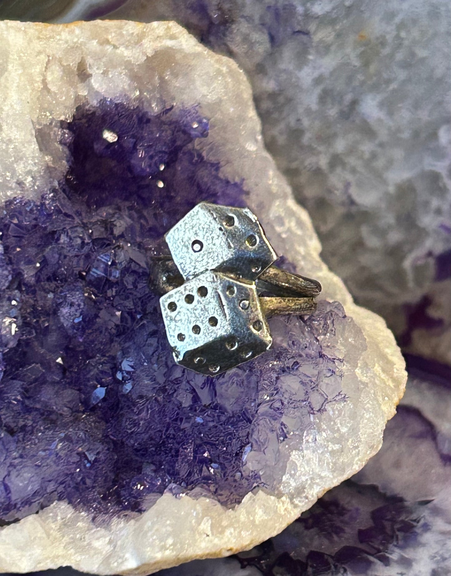Vintage Sterling Silver Dice Ring •Size 8
