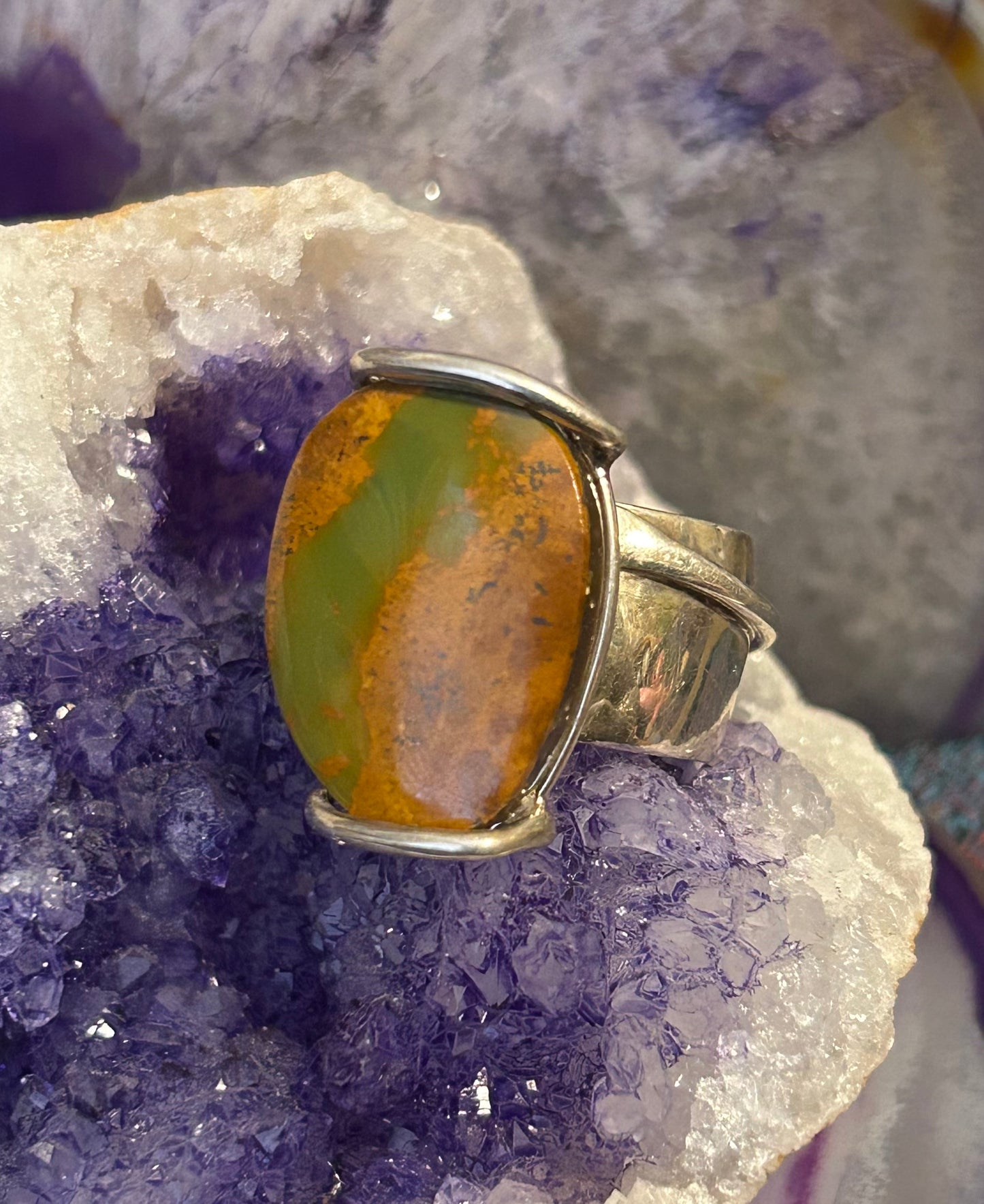 Lilly Barrack Sterling Silver Vintage Turquoise Modernist Ring Size 7