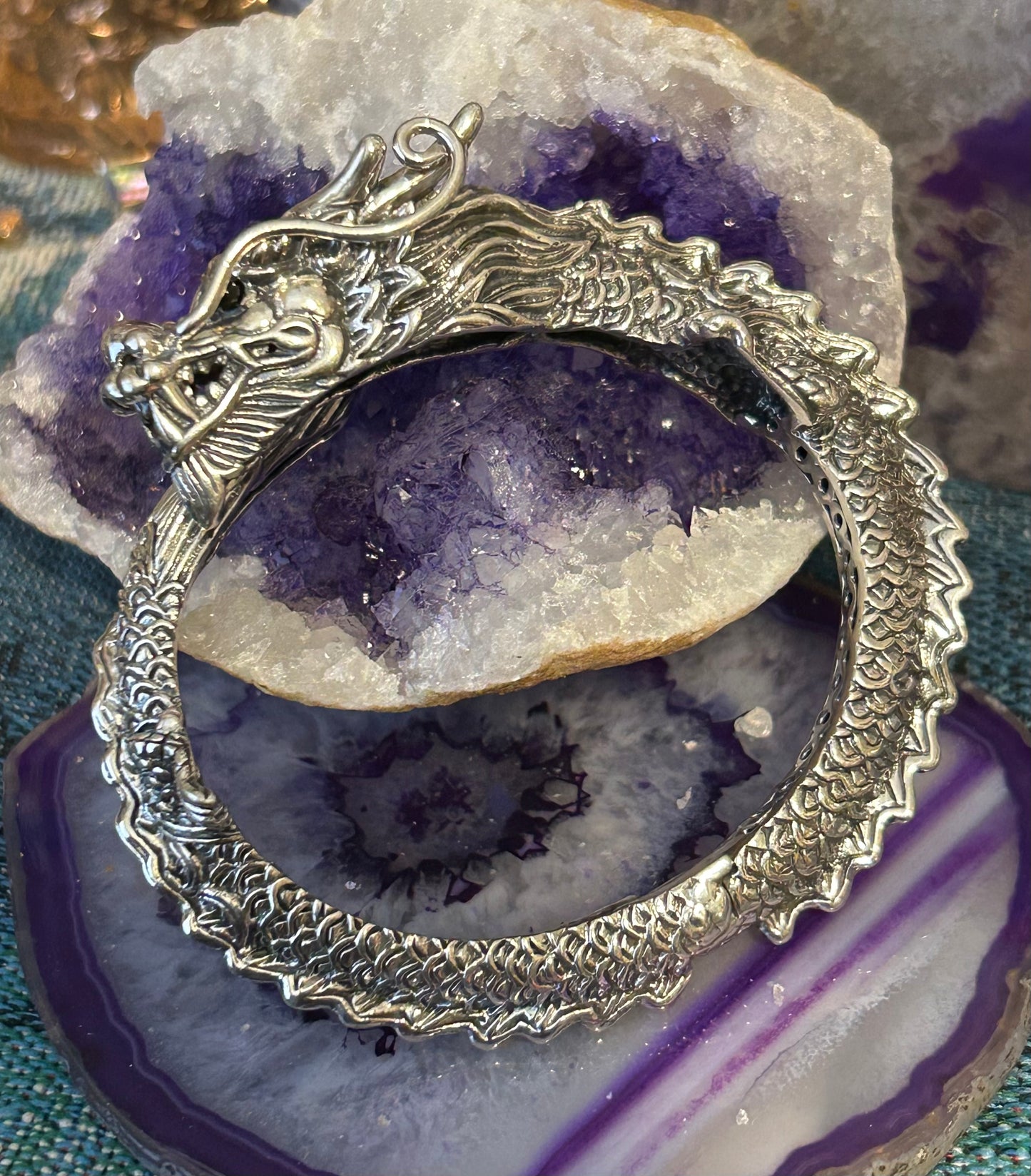 Sterling Silver Designer SOMS Statement Dragon Hinge Bracelet