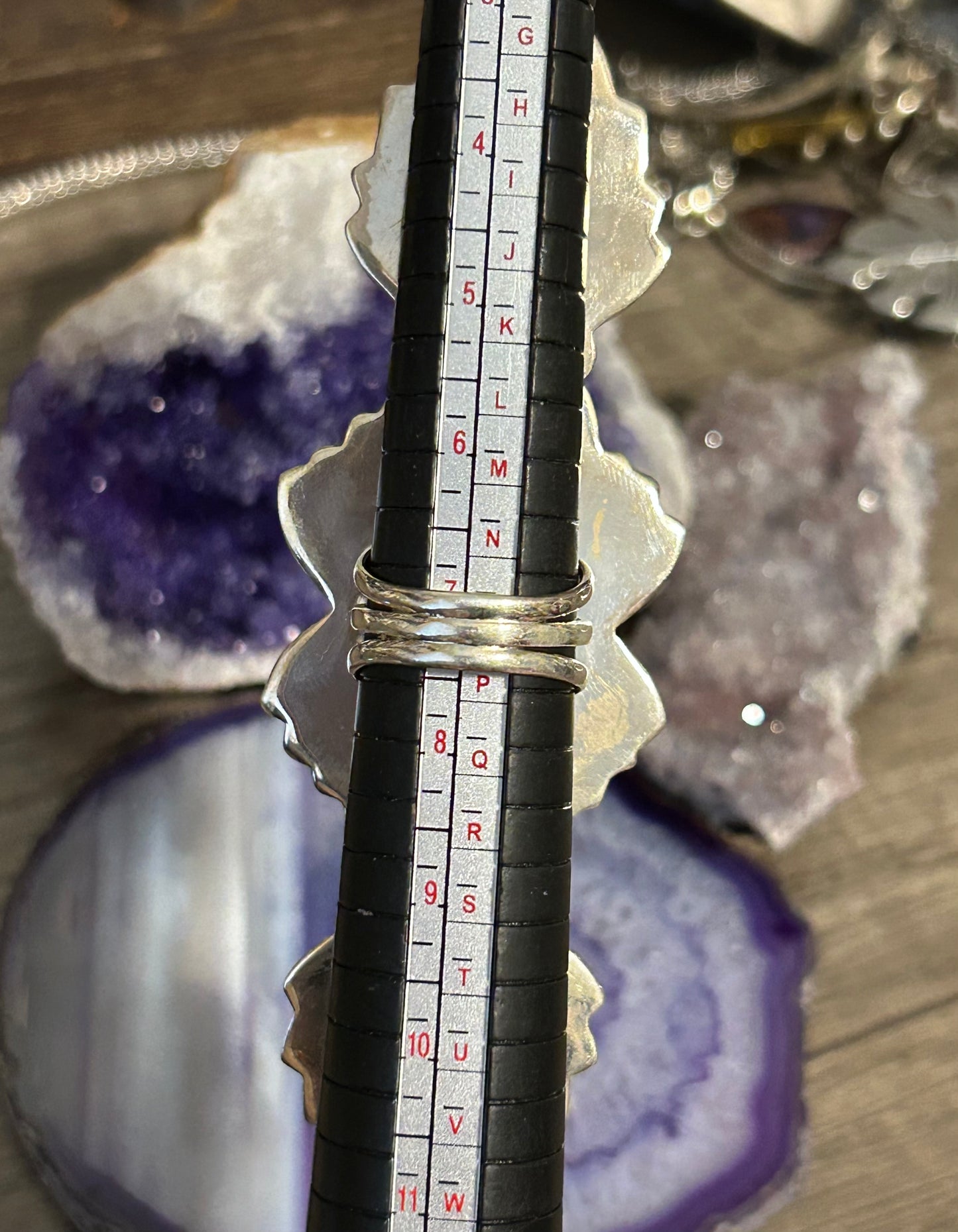 Sterling Silver w/ Mojave Turquoise Long Statement Ring • Size 7