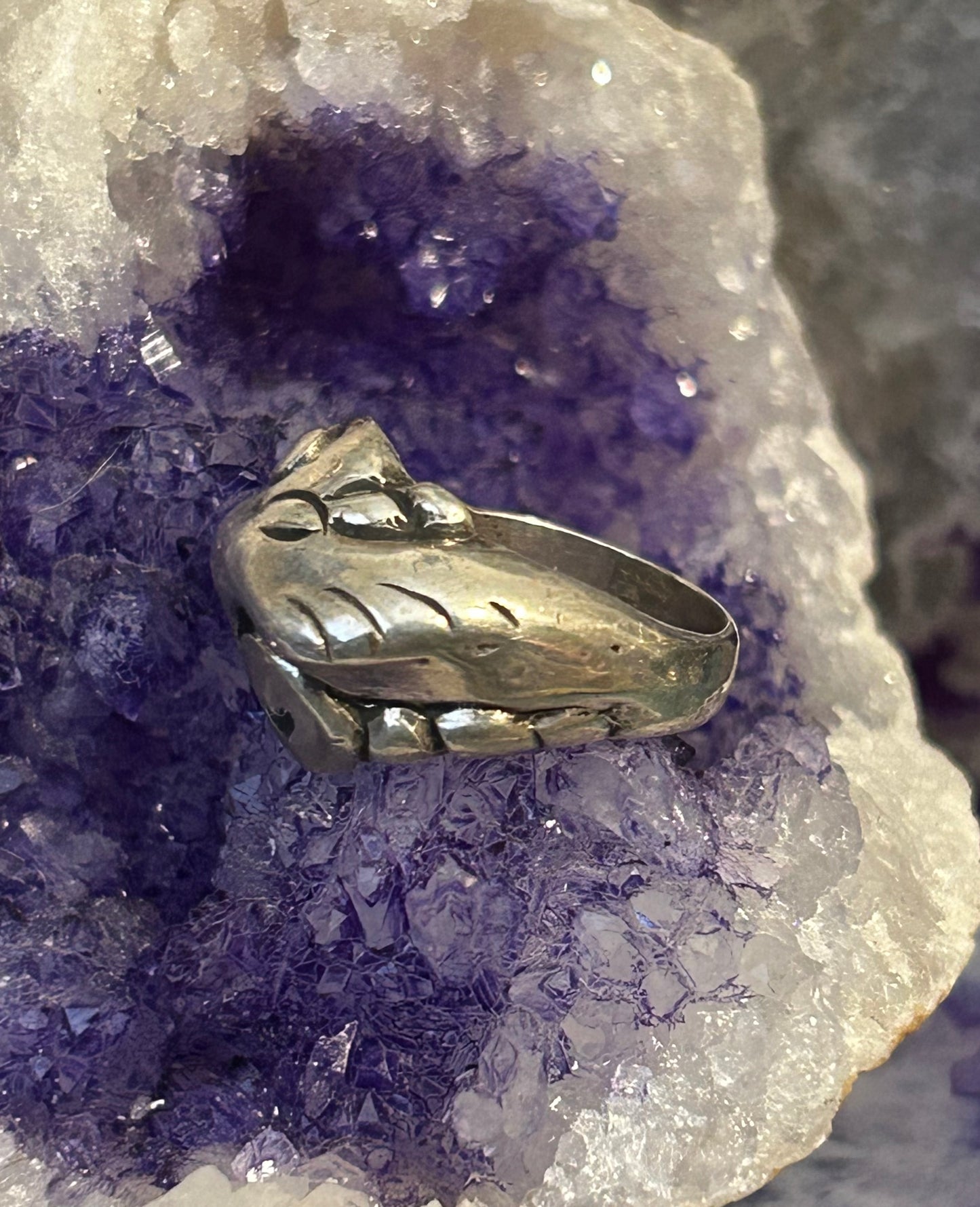 Vintage Sterling Silver Abstract Modernist Ring Size 6