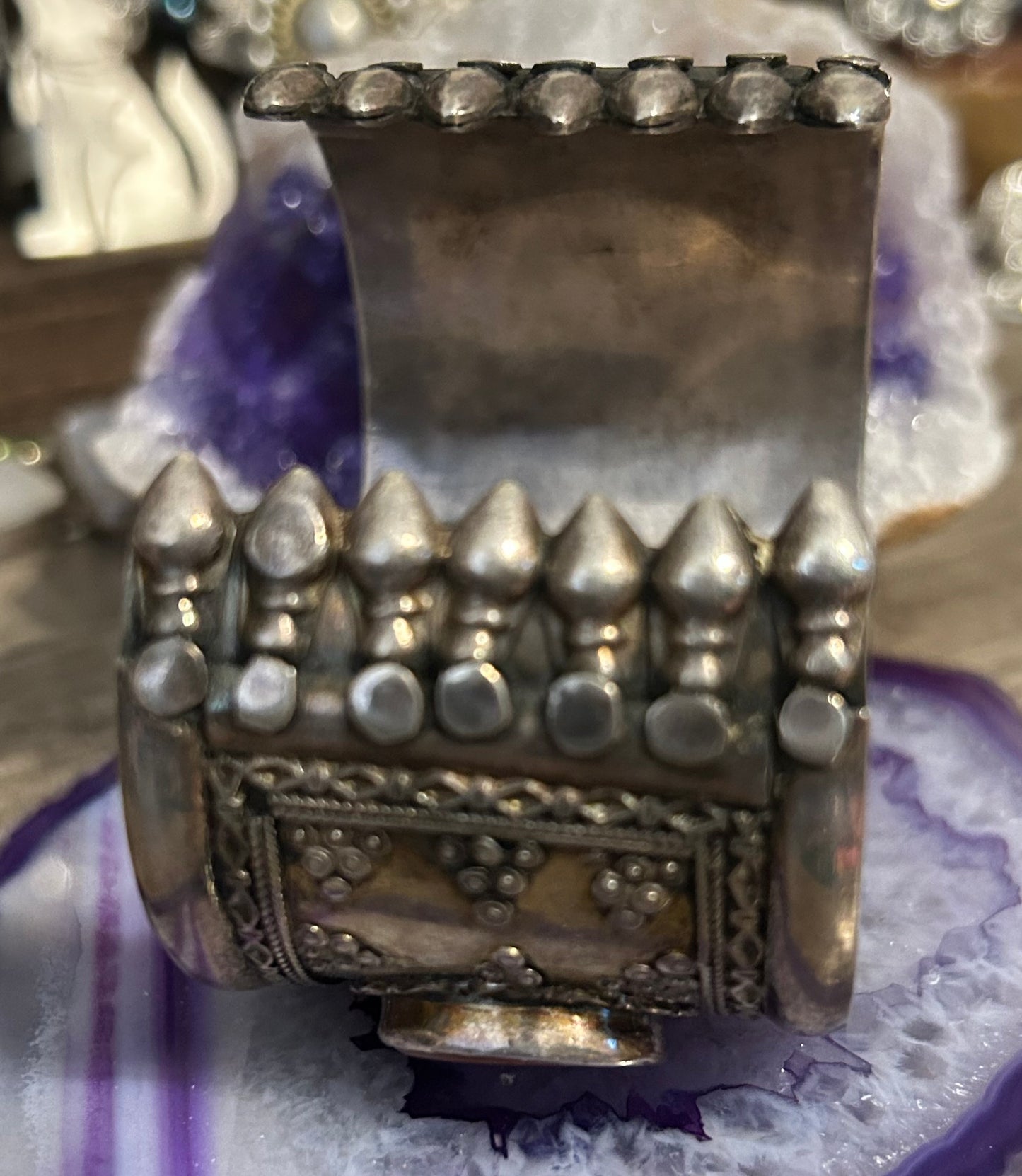 Antique Sterling Silver & Carnelian Turkish Cuff Bracelet