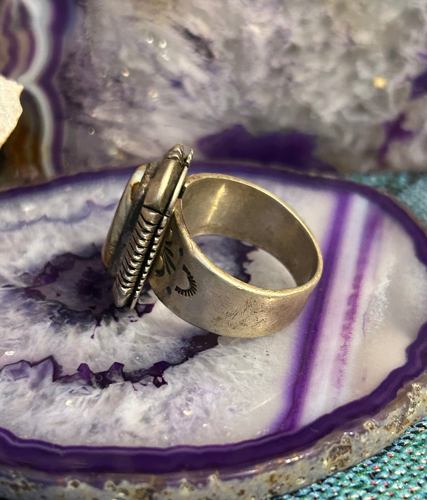 Sterling Silver Native American J Piaso Jr Wild Horse Jasper to Ring Sz 12