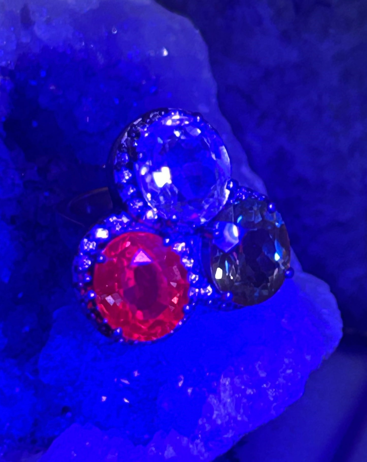 Sterling Silver w/ Gold Over & Genuine Ruby, Amethyst, White Topaz Ring Size 6
