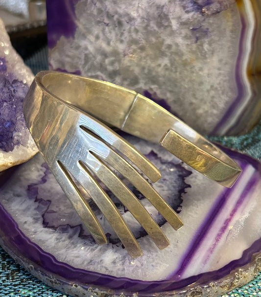 Vintage Taxco Mexico Sterling Silver Modernist Hinge Bracelet