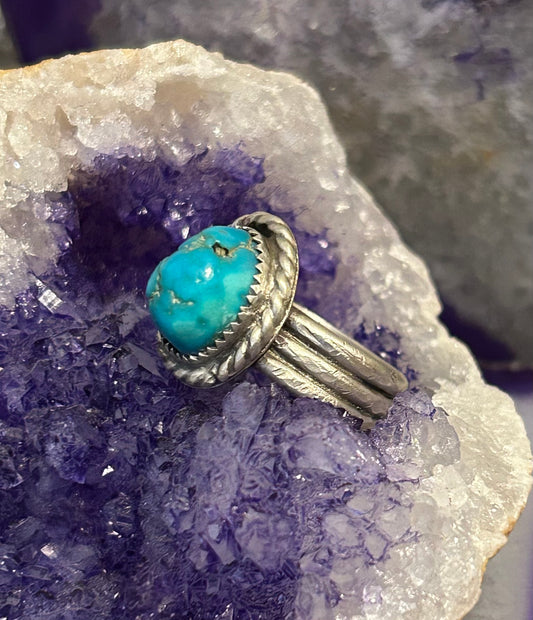 GUZ LOVE NO.87 • Sterling Silver Turquoise Nugget Ring • Size 7.5