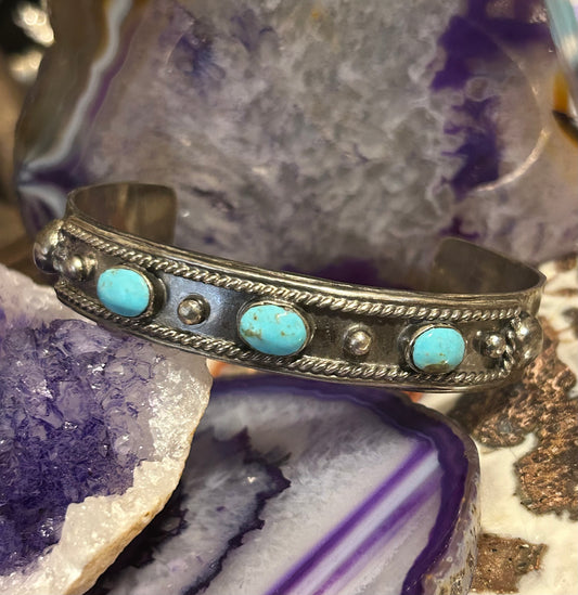 Vintage Sterling Silver Turquoise Cuff Bracelet