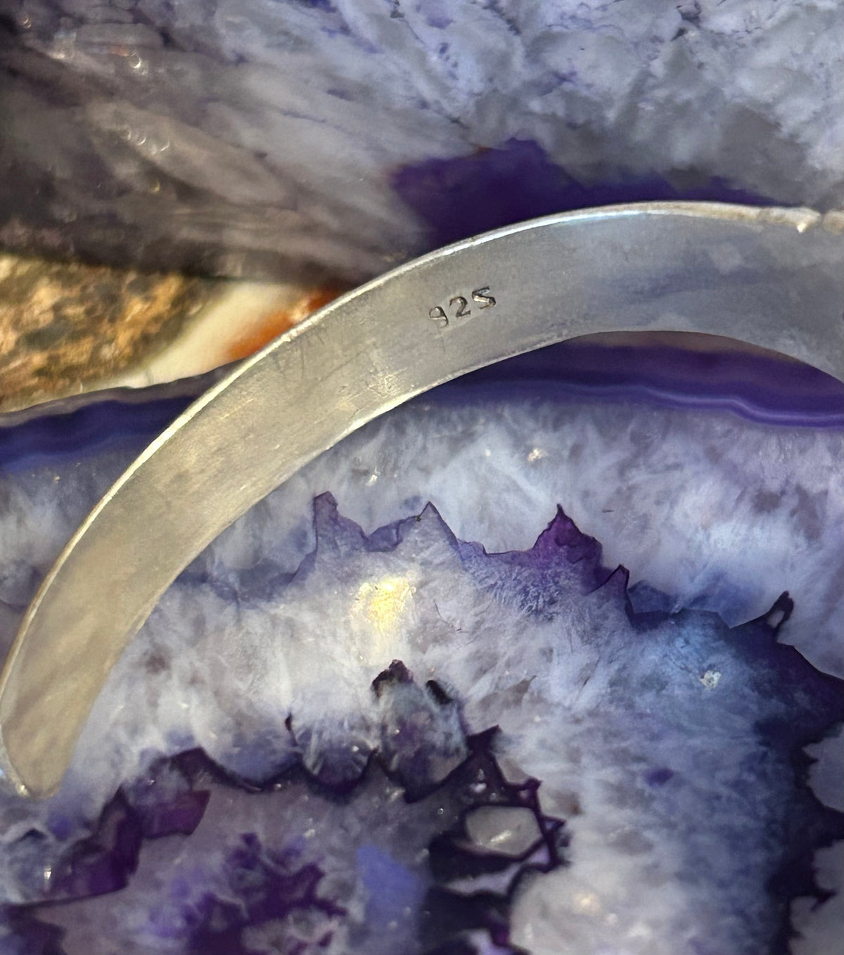 Sterling Silver Bali Large Amethyst Stone Cuff Bracelet