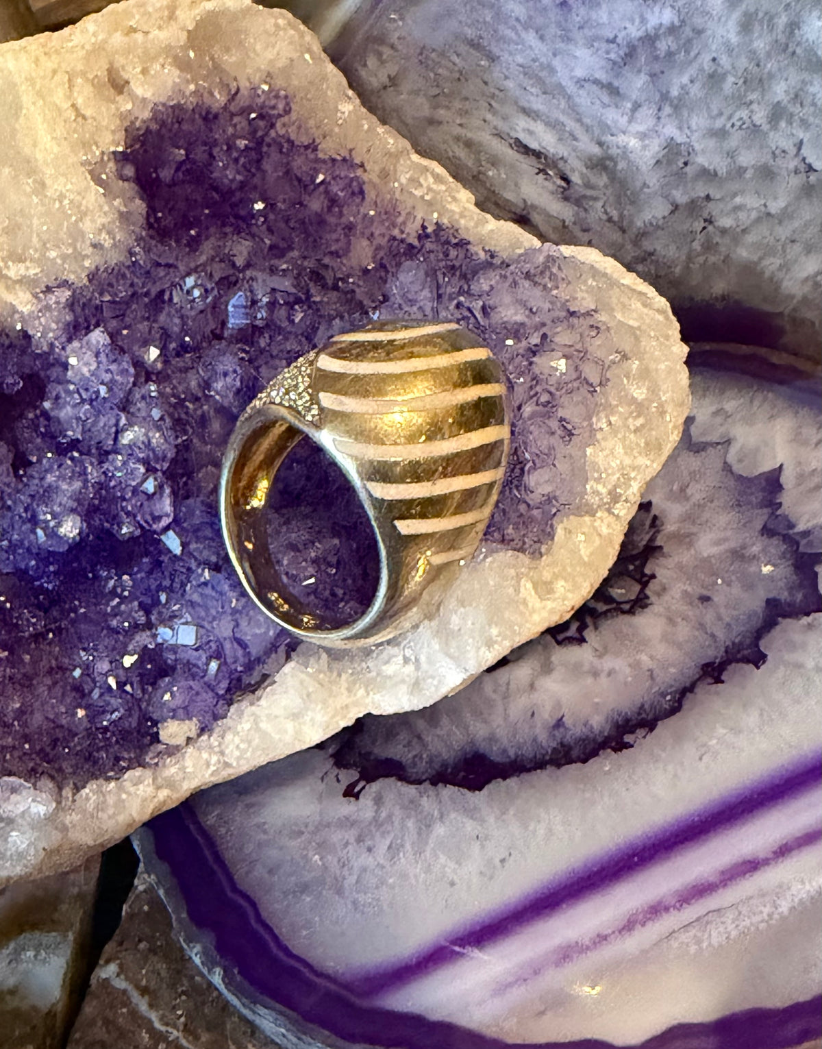Vintage Estate Gold Over Sterling Silver Abstract Ring • Size 5