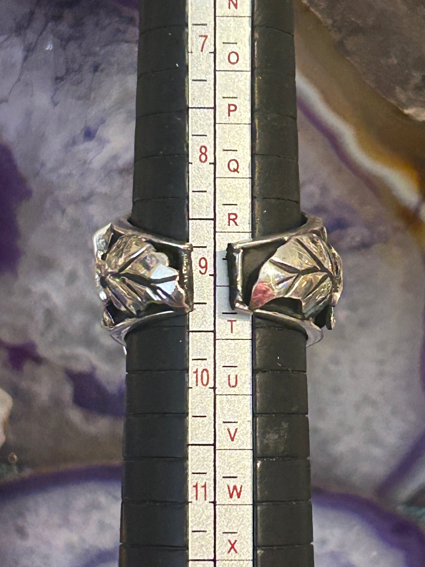 Sterling Silver Taxco Mexico Large Flower And Leaf Ring Size 7.25-9