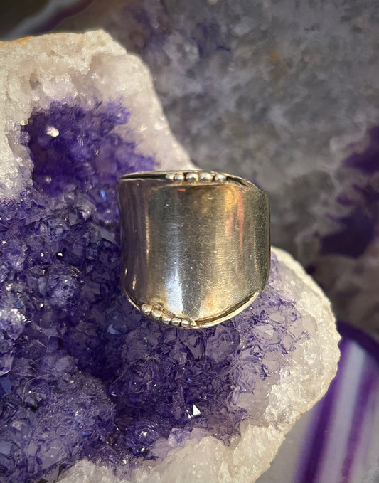 Sterling Silver Vintage Modernist Abstract Wide Band Ring Size 7