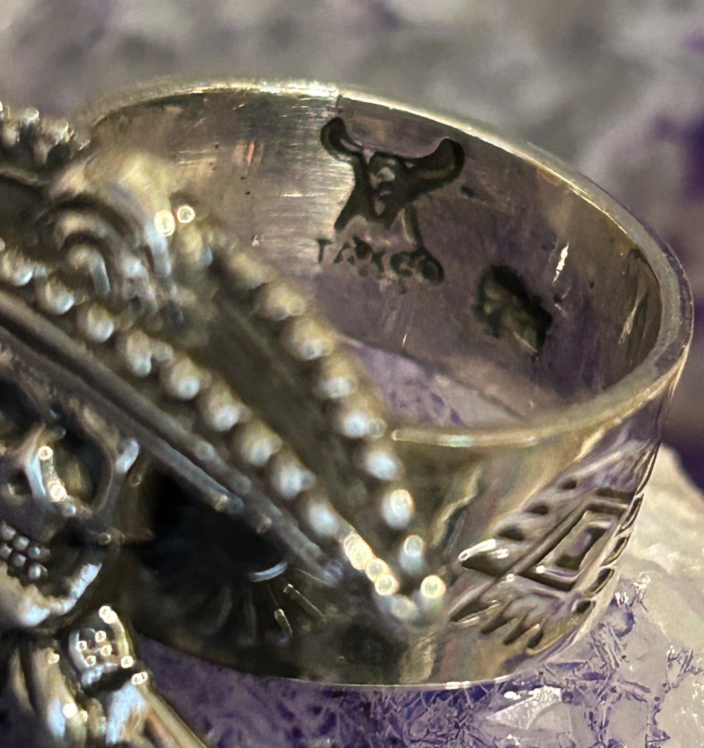 Sterling Silver Modern Taxco Mexico Skeleton w/ Sombrero Ring