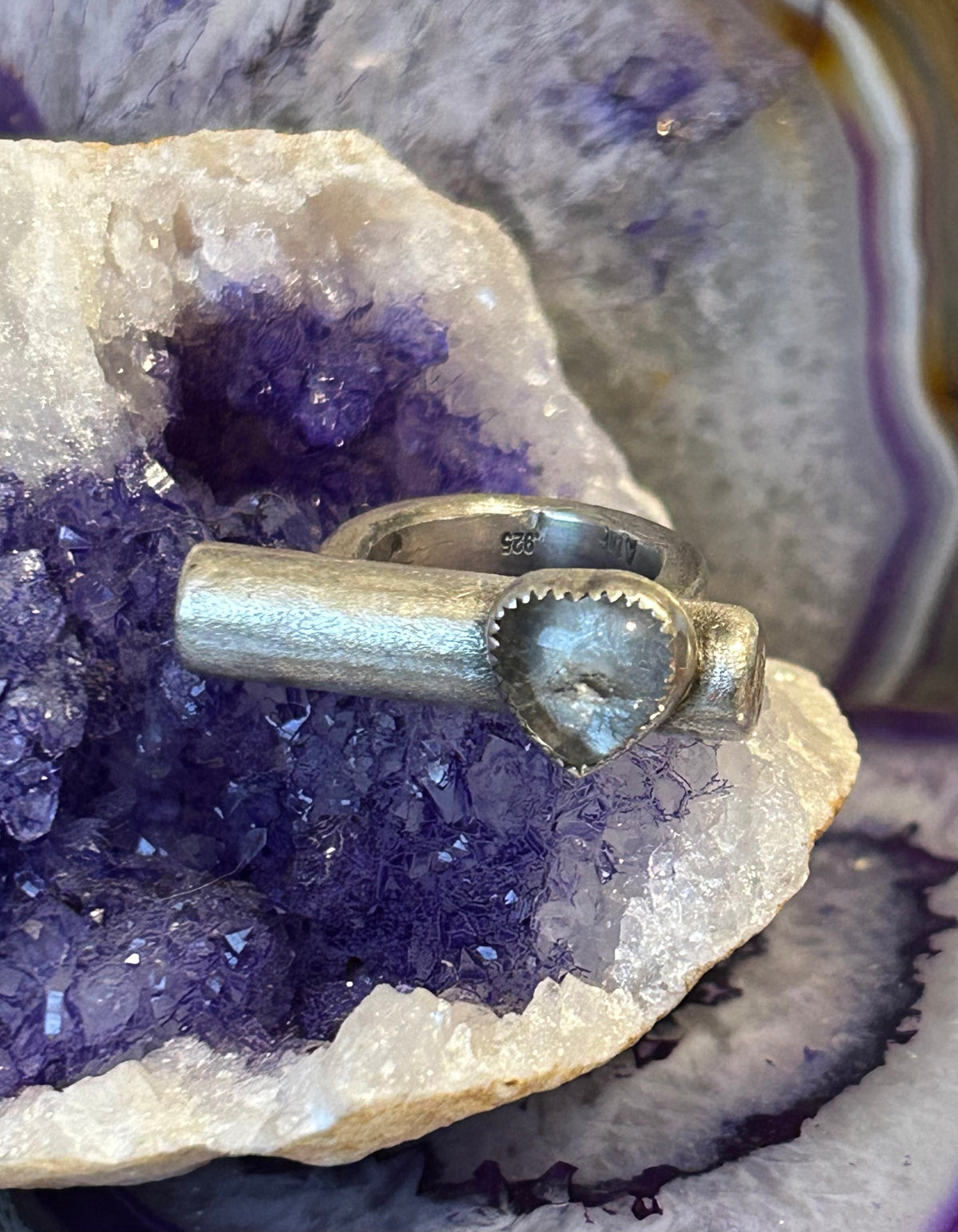 GUZ LOVE NO.115 • Sterling Silver Sculptural Heart Quartz Ring Size 7