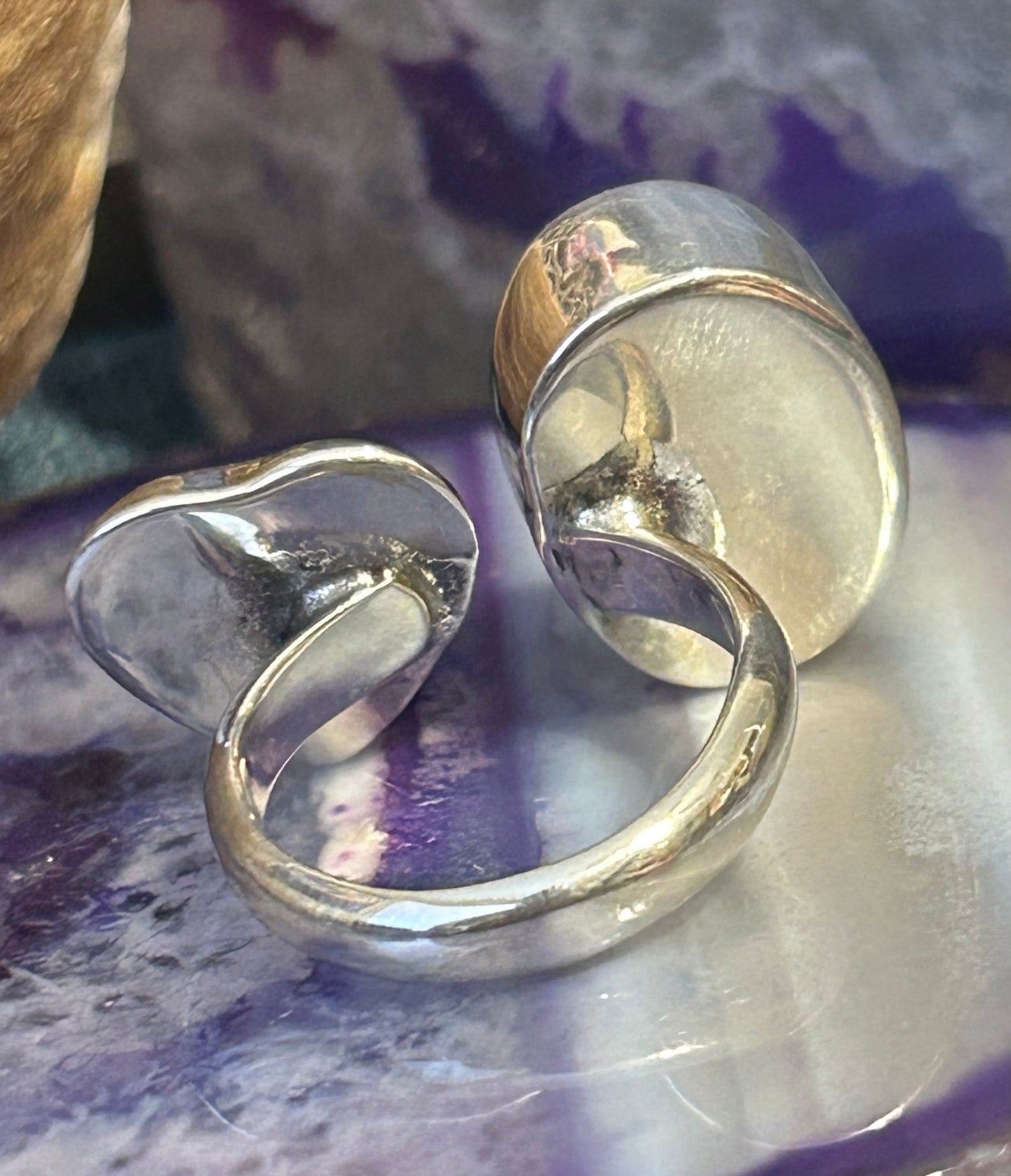 Sterling Silver Taxco Mexico Watermelon Tourmaline & Puffy Heart bypass Ring