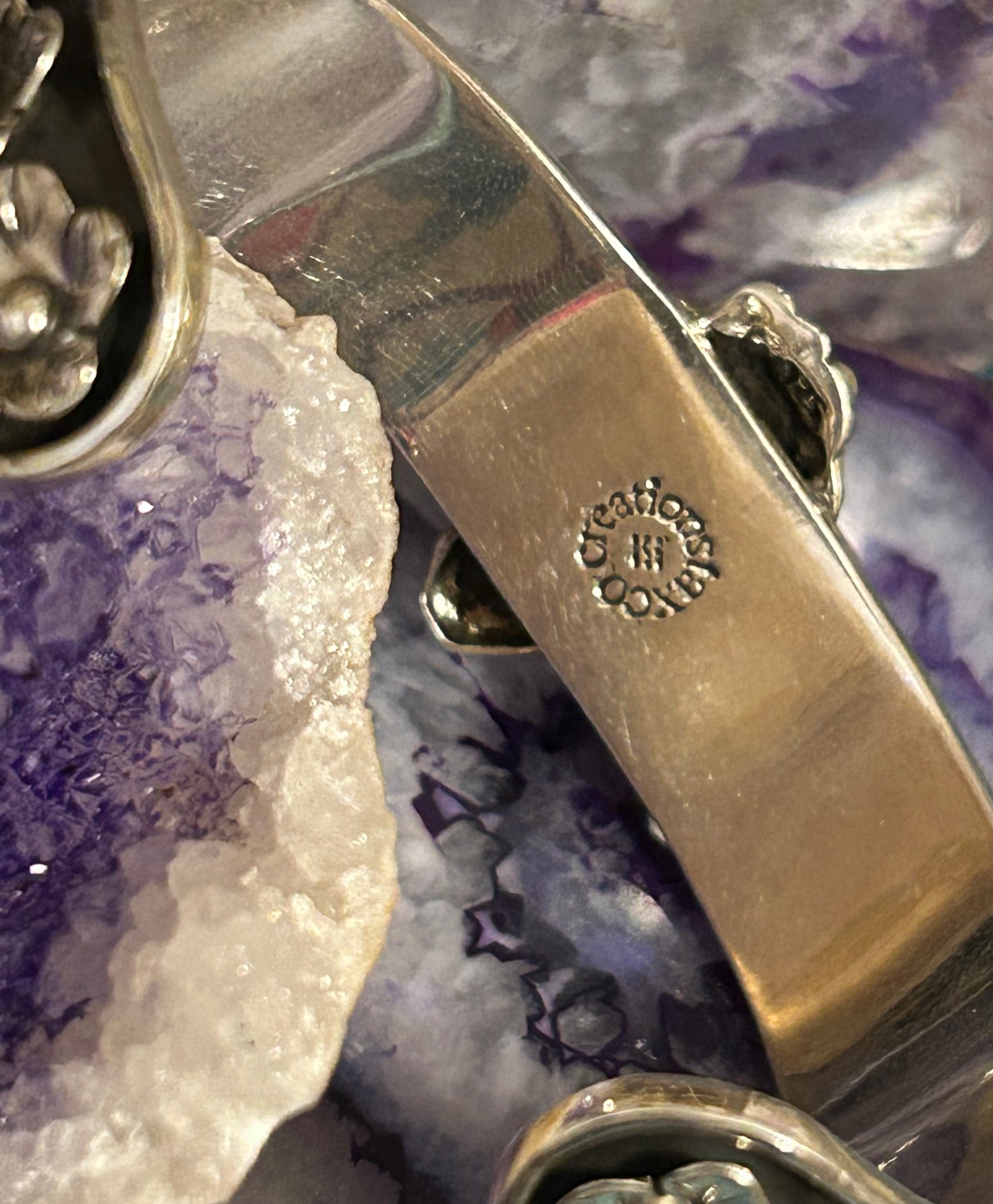 950 Silver Taxco Mexico Day Of The Dead Sugar Skull & Flowers Cuff Bracelet